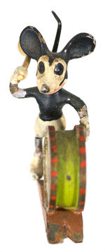 MICKEY MOUSE WITH BASS DRUM MINIATURE AUSTRIAN METAL FIGURE.