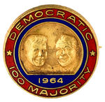 KENNEDY AND JOHNSON JUGATE HIGH QUALITY ENAMEL PIN MADE FOR 1964 FUND RAISER.