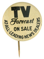 PRE “TV GUIDE” RARE BUTTON PROMOTES FIRST EVER TV SCHEDULE PUBLICATION.