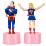 SUPERMAN/SUPERGIRL PUSH-PUPPET PAIR.