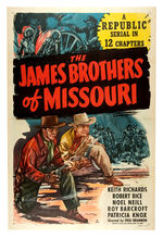 "THE JAMES BROTHERS OF MISSOURI" LINEN-MOUNTED SERIAL POSTER.