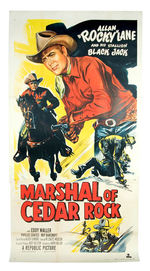 ALLAN "ROCKY" LANE "MARSHAL OF CEDAR ROCK" 3-SHEET LINEN-MOUNTED POSTER.