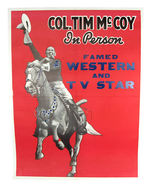 "COL. TIM McCOY" LARGE LINEN-MOUNTED PERSONAL APPEARANCE POSTER.