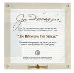 "JOE DiMAGGIO" SIGNED LIMITED EDITION PLATE.