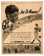 JOE DiMAGGIO RETAILERS PROMOTIONAL PAGE.