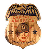 "CAPTAIN AMERICA SENTINELS OF LIBERTY" COMIC BOOK PREMIUM BADGE & MEMBERSHIP CARD.