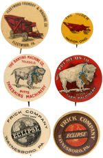 SIX EARLY AND NICE FARM MACHINERY BUTTONS.