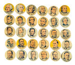 PRESIDENTS  SET INCLUDING BOTH TAFTS ISSUED BY BUTTON GUM 1937.