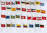 SWEET CAPORAL CIGARETTES FLAGS OF THE WORLD CELLULOID ON BRASS STICKPINS.