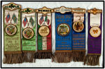 ORNATE AND EARLY FRATERNAL RIBBON BADGES GROUP OF TWELVE.