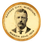 THEODORE ROOSEVELT RARE 1904 DATED CELLULOID FROM KANSAS CITY.