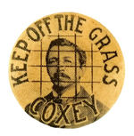 EARLY AND RARE "COXEY/KEEP OFF THE GRASS" LAPEL STUD.