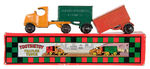 "TOOTSIETOY TRAILER TRUCK" THREE-PIECE SET WITH BOX LID.