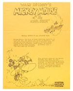 CORRESPONDENCE/PUBLICITY MATERIAL FOR THE CLASSIC MICKEY MOUSE SHORT “THE MAIL PILOT.”