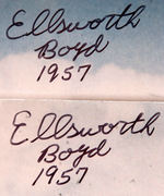 THE LAST PIN-UP PHOTOS OF BETTIE PAGE/PAIR SIGNED BY PHOTOGRAPHER ELLSWORTH BOYD WITH SIGNED LETTER.