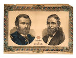 "GRANT AND COLFAX" JUGATE 1868 PRINT HAND-COLORED.