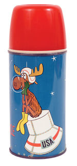 BULLWINKLE LUNCH KIT RARE VINYL LUNCH BOX WITH THERMOS.