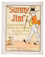 "SUNNY JIM" SHEET MUSIC/BOOKLET PAIR/BUTTON/POSTCARD/CEREAL BOX.