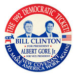 NICE GROUP OF LARGE 6" TO 9" BUTTONS ADLAI STEVENSON 1956 THROUGH CLINTON 1992.