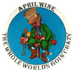 ALICE IN WONDERLAND THEMED BUTTON FOR CANADIAN BAND “APRIL WINE.”