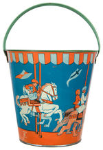 T. COHEN MERRY-GO-ROUND TIN LITHO SAND PAIL.