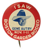 GENE AUTRY RARE BOSTON RODEO BUTTON.