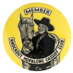 RARE HOPALONG CASSIDY ENGLISH PUBLICATION CLUB BUTTON.