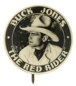 “BUCK JONES” STRIKING REAL PHOTO MOVIE BUTTON.