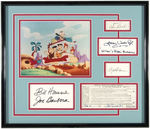 "THE FLINTSTONES" FRAMED HANNA-BARBERA & VOICE CAST AUTOGRAPH DISPLAY.