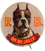 VAN NOSTRAND'S ALE BUTTON IN CHOICE COLOR PICTURING BOXER DOG.