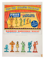 "PLASTIC CIRCUS FREAK STATUETTE” CEREAL BOX AND STATUES PROTOTYPE ART PAIR.