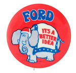 "FORD" 1976 SCARCE CARTOON BUTTON "IT'S A BETTER IDEA."