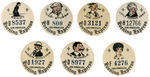 "LOS ANGELES EVENING EXPRESS" SEVEN CONTEST BUTTONS INCLUDING LITTLE ORPHAN ANNIE.