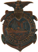 WORLD WAR I SHIP BUILDING  BADGES MOST USED AT LARGEST SHIPYARD IN THE WORLD, HOG ISLAND.