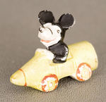 POINTY NOSE MICKEY IN BULLET NOSE CAR 1.5" LONG GERMAN MINIATURE BISQUE.