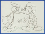 MICKEY'S TRAILER PRODUCTION DRAWING FEATURING MICKEY MOUSE & DONALD DUCK.