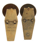 McKINLEY AND BRYAN COFFIN LAPEL STUD PAIR FROM HAKE COLLECTION.