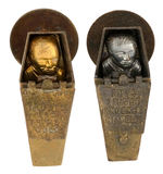 McKINLEY AND BRYAN COFFIN LAPEL STUD PAIR FROM HAKE COLLECTION.