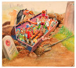 JOE SIMON "RIP HUCKLEBERRY FINK" SICK MAGAZINE ORIGINAL PAINTING.