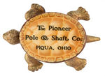 FIGURAL CAST IRON TURTLE PAPERWEIGHTS WITH ADVERTISING ON THEIR CELLULOID SHELLS.