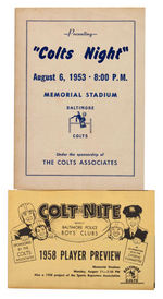 EARLY BALTIMORE COLTS "COLTS NIGHT" PREVIEWS PAIR