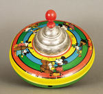 MULTI-CHARACTER HUGE METAL HUMMING TOP C. 1935 .