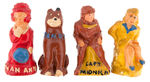 COMIC CHARACTER SALT & PEPPER SETS INCLUDING DICK TRACY/CAPT. MIDNIGHT.