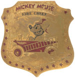 "MICKEY MOUSE FIRE CHIEF" BRASS BADGE.