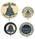 TELEPHONE GROUP OF FOUR EARLY BUTTONS FROM COLLECTIBLE PIN-BACK BUTTONS.