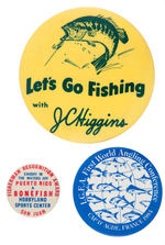 THREE RARE BUTTONS RELATED TO FISHING.