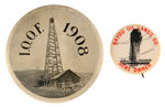 PAIR OF EARLY AND INTERESTING OIL WELL BUTTONS.