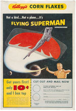 KELLOGG'S CORN FLAKES CEREAL BOX WITH "FLYING SUPERMAN" PREMIUM.