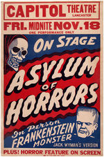 "ASYLUM OF HORRORS" SPOOK SHOW POSTER.