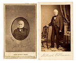 J.Q. ADAMS AND MILLARD FILLMORE PAIR OF CARTE DE VISITES FROM BRADY NEGATIVE.